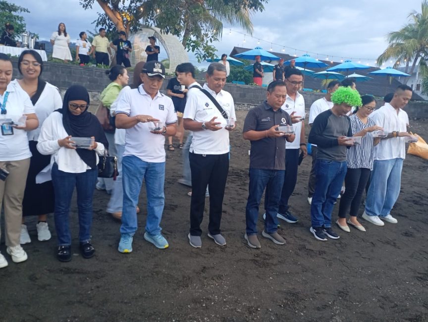 Bertepatan dengan Tumpek Klurut, 50 Tukik Dilepas ke Laut di Pantai Lovina